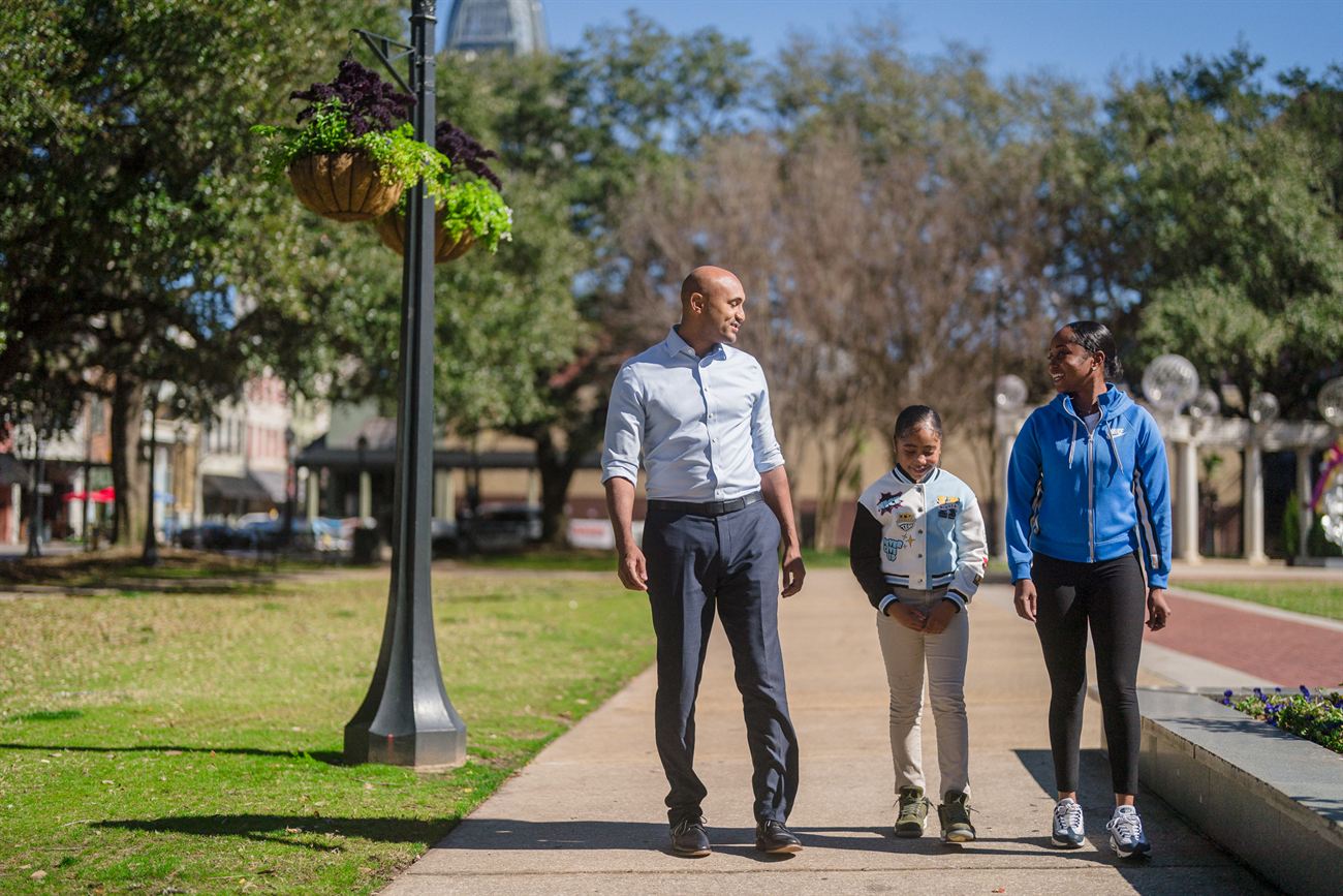 Shomari Figures walking through downtown Mobile