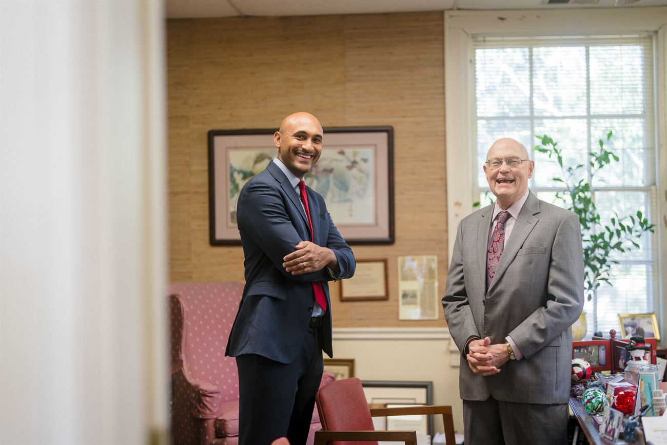 Shomari Figures meeting with a community leader